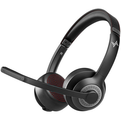 Picture of JIAMQISHI Bluetooth Headset with Microphone, Wireless Headphones with ENC Noise Cancelling mic Mute V5.2 On-Ear Wired for Laptop/iPhone/Android/Cell Phones/Computer/Zoom/Skype
