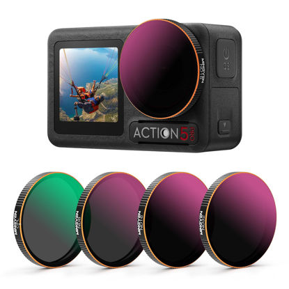Picture of MINGVEN ND Filter for DJI Osmo Action 5 Pro, CPL + ND Filters Set Compatible with DJI Osmo Action 4 / Action 3 Accessories, 4 Pack (CPL, ND8, ND16, ND32)