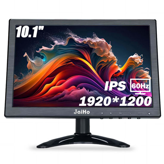 Picture of JaiHo 10.1 Inch Small IPS Monitor 1920×1200 Resolution 60Hz HD Display Screen, 16:10 Portable Security Monitor with Built-in Speaker, HDMI Monitor for Gaming CCTV Security Camera Raspberry Pi PC