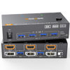 Picture of Dual Monitor KVM Switch 2 Port 8K@60Hz 4K@144Hz HDMI+DP USB 3.0 Switch Extended Display 2 Monitors 2 Computers with USB 3.0 Cables Wired Controller