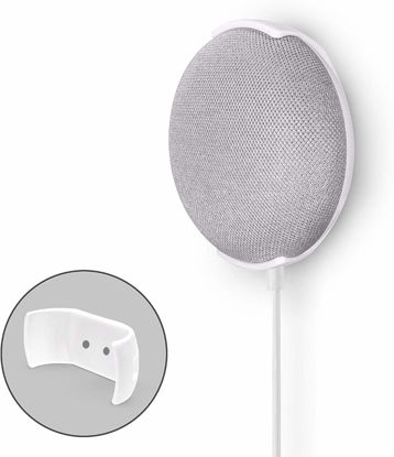Picture of Mount Plus SB-58W Wall Ceiling Cabinet Mount Holder Stand Clip Make for Google Nest Home Mini Gen 1, Gen 2, Round Speaker Accessories (1 Pack White)