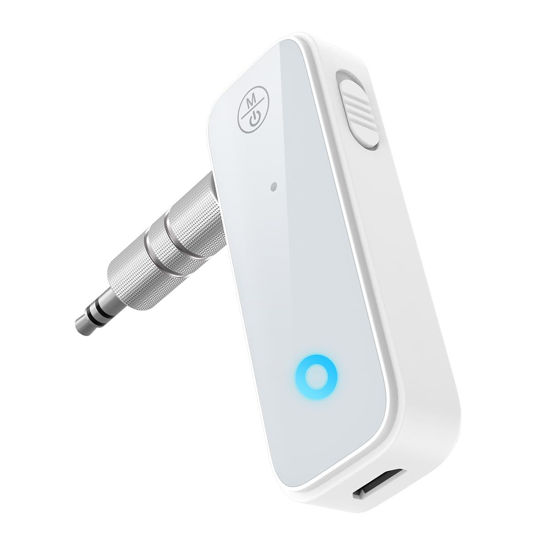 Picture of Ankilo Aux Bluetooth Adapter for Car, 2 in 1 Wireless Bluetooth Transmitter Receiver, Built-in Mic Hands-Free Calls Crystal Clear Sound, for Cars Headphones Home Stereo, White