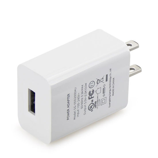 Picture of Power Adapter Compatible with Ring Stick Up Cam Battery 3rd Gen, Wyze Cam V3, Blink Mini - Charger Block (White)