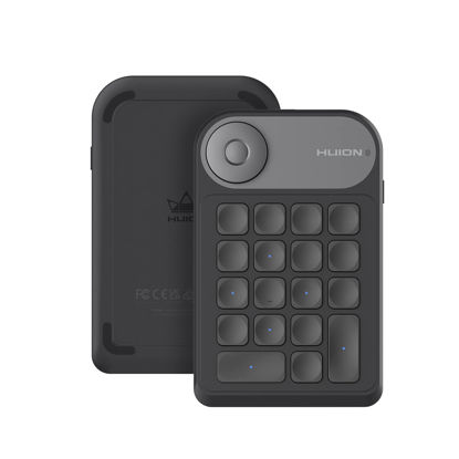 Picture of HUION Keydial Mini Bluetooth Programmable Keypad with Dial 5 Keys Anti-ghosting 18 Customized Keys, Wireless Shortcut Keyboard for Drawing Tablet, PC, MacBook, Surface Pro, Laptops