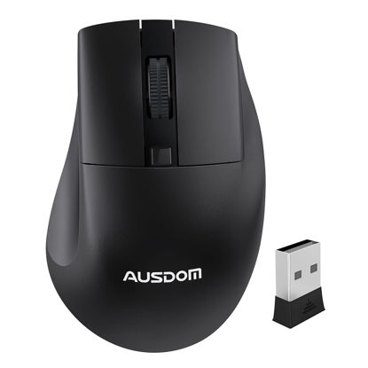 Picture of AUSDOM Wireless Mouse for Laptop - Computer Mouse with 2.4G USB Mini Receiver, 1600 DPI Optical Tracking, Cordless Portable Computer Mice for PC, Mac, Notebook, Black