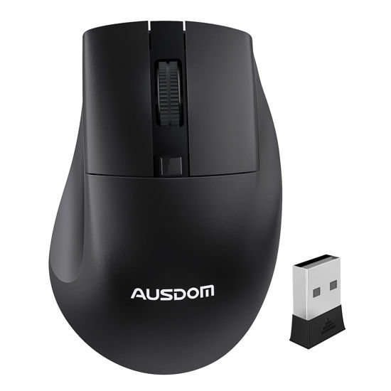 Picture of AUSDOM Wireless Mouse for Laptop - Computer Mouse with 2.4G USB Mini Receiver, 1600 DPI Optical Tracking, Cordless Portable Computer Mice for PC, Mac, Notebook, Black
