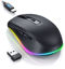 Picture of PEIOUS Wireless Mouse, Mouse Jiggler - LED Wireless Mice with Build-in Mouse Jiggler Mover, Rechargeable Moving Mouse for Computer with Undetectable Random Movement Keeps Computer Awake - Black