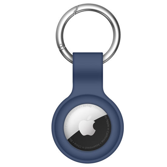 Picture of Linsaner Compatible with AirTag Case Keychain Air Tag Holder Silicone AirTags Key Ring Cases Tags Chain Apple AirTag GPS Item Finders Accessories，Dark Blue