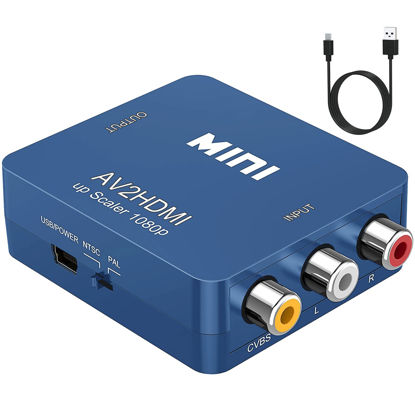 Picture of ABLEWE RCA to HDMI,AV to HDMI Converter, 1080P Mini RCA Composite CVBS Video Audio Converter Adapter Supporting PAL/NTSC for TV/PC/ PS3/ STB/Xbox VHS/VCR/Blue-Ray DVD Players, Blue