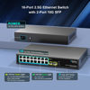 Picture of 18 Port 2.5Gb Unmanaged Ethernet Switch with 16* 2.5G Base-T Ports, 2* 10G SFP+ Ports. GiGaPlus 2.5Gbps Network Switch for 2.5Gbps NAS/PC, Wireless AP, WiFi6 Router. Plug and Play, Fanless Design.