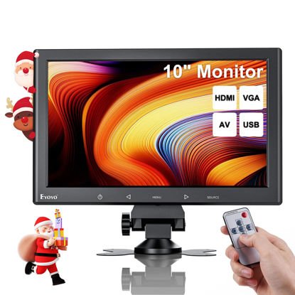 Picture of Eyoyo 10 inch Mini Monitor, 1024x600 Small Computer Monitor with HDMI VGA AV USB Input Security Monitor LCD PC Screen for Home, Office, POS Systems, Car