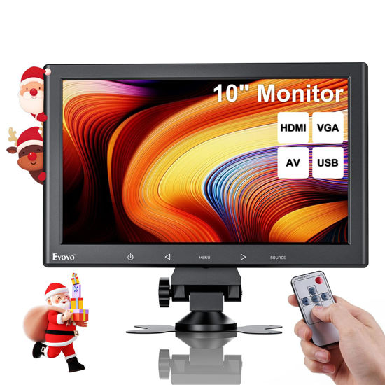 Picture of Eyoyo 10 inch Mini Monitor, 1024x600 Small Computer Monitor with HDMI VGA AV USB Input Security Monitor LCD PC Screen for Home, Office, POS Systems, Car