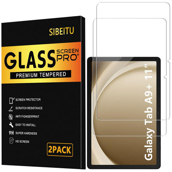 Picture of SIBEITU 2 Pack Screen Protector for Samsung Galaxy Tab A9 Plus 2023, 11 Inch HD Clear 9H Hardness Tempered Glass Film for Galaxy Tab A9 Plus, Scratch Resistent, Touch Sensitive, Bubbles Free