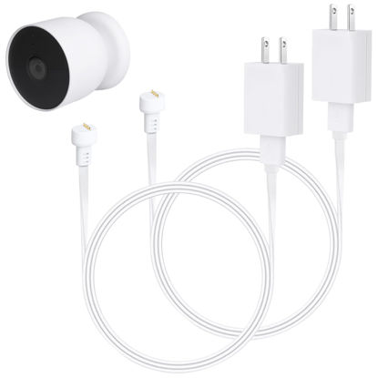 Picture of 2Pack Power Adapter Compatible with Google Nest Cam Outdoor or Indoor, Battery - 6.5ft/2m Weatherproof Outdoor Charger Cable Power Your Camera Continuously- White
