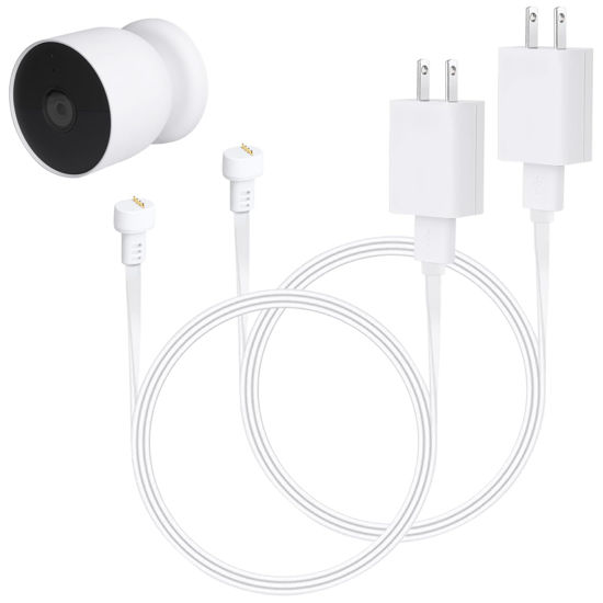 Picture of 2Pack Power Adapter Compatible with Google Nest Cam Outdoor or Indoor, Battery - 6.5ft/2m Weatherproof Outdoor Charger Cable Power Your Camera Continuously- White