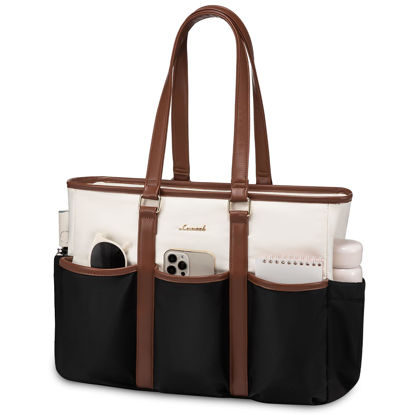 Picture of LOVEVOOK Work Tote Bag for Women, 17 Inch Laptop Bag for Women, Teacher Tote Bag Nurse Bag, Utility Bag For Work/Travel/College/Daily, Professional Computer Bag Large Purse Handbag With Multi Pockets