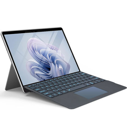 Picture of Wineecy Backlit Keyboard for Surface Pro 11/10/9/8/X, 7 Colors Font Backlight Detachable Wireless Type Cover Keyboard with Trackpad/Pen Holder Compatible with Microsoft Surface Pro 11/10/9/8/X 13 Inch