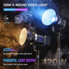 Picture of ULANZI V-Mount LED Video Light COB Continuous Output Lighting, 120W Bi Color 2700K-6500K COB Bowens Mount Photography Fill Light 20700lux/1m 20 Preset Effects with APP Control Studio Light