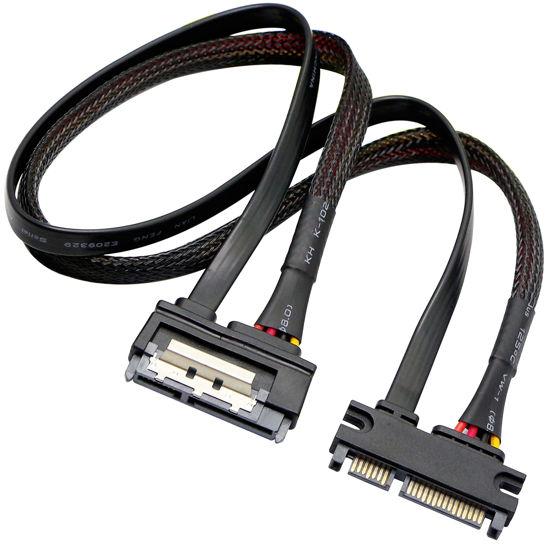 Picture of GELRHONR 22Pin SATA Power Extension Cable,22 Pin（7+15） Sata Male to Female Data and Power Combo Extension Cable with Locking Latch,for HDD,SSD,Optical Drives, DVD Burners, PCI Cards-50CM(6Gbps/s)