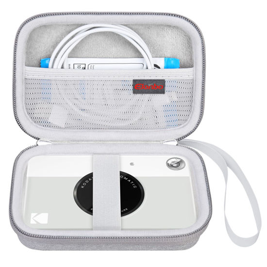 Picture of Elonbo Camera Carrying Case for KODAK Printomatic Digital Instant Print Camera, Portable Bluetooth Photo Printer Storage Holder Bag, Mesh Bag Fits Zink Photo Paper,MicroSD Card,USB Cable, Grey
