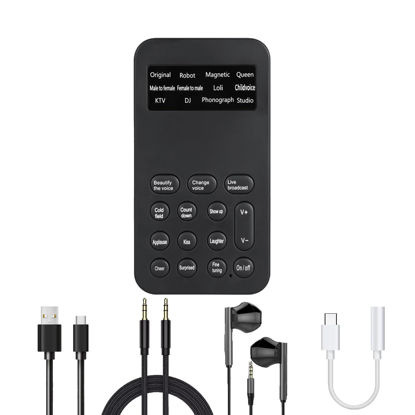Picture of Voice Changer, Portable Sound Card Set, Equipped with a Converter and Headphones, can be Used to Change Voices and Sing, Suitable for Mobile Phones, Computers, Gaming, Live Streaming, and podcasts.