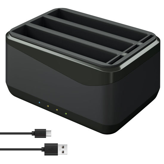 Picture of LP Insta 360 X4 Battery Charger Compatible with Insta360 X4 Battery Charger with USB Type-C Cable, 3-Slot Battery Charging Station with SD Card Storage Slot