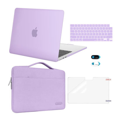 Picture of MOSISO Compatible with MacBook Air 13 inch Case 2024 2023 2022 M3 A3113 M2 A2681, Plastic Hard Shell&Sleeve Bag&Keyboard Skin&Webcam Cover&Screen Film for MacBook Air 13.6 inch Case, Purple