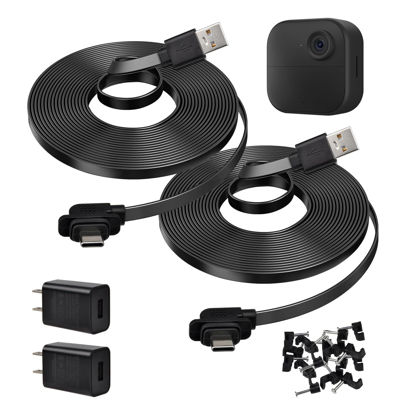 Picture of 2 Pack 20ft/6m Power Cable and Adapter Compatible with Blink Outdoor 4 (4th Gen),Weatherproof Flat Extension USB Cable for Blink Outdoor 4 (4th Gen) Camera (Camera not Included)