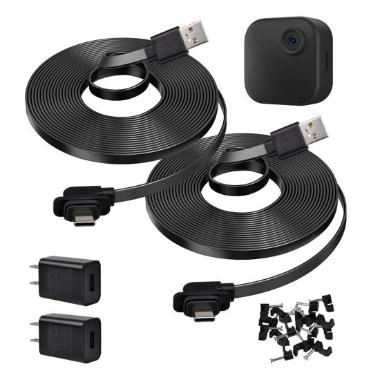 Picture of 2 Pack 20ft/6m Power Cable and Adapter Compatible with Blink Outdoor 4 (4th Gen),Weatherproof Flat Extension USB Cable for Blink Outdoor 4 (4th Gen) Camera (Camera not Included)