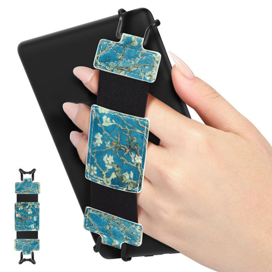 Picture of MoKo Soft Hand Strap for 6-8" Kindle eReaders Fire Tablet Kindle/Kobo/Voyaga/Lenovo/Sony Kindle E-Book Tablet, Black High-Elasticity Versatile Hand Strap Lightweight Finger Grip Holder,Apricot Blossom