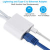 Picture of Lightning and USB C to Ethernet Adapter,2 in 1 RJ45 Ethernet LAN Network Adapter with Charge Port Compatible with iPhone/iPad/iPod/Samsung and More,Supports 100Mbps Plug and Play