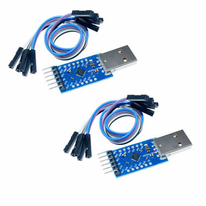 Picture of HiLetgo 2pcs CP2104 Module USB to TTL UART 6PIN Module Serial Converter CP2104 STC PRGMR Replace CP2102 with Dupont Cables