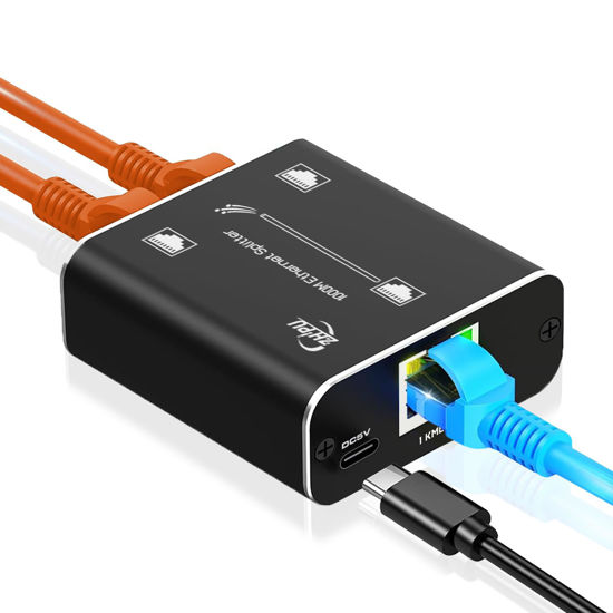 Picture of Mxtgifar 3 Port Ethernet Splitter 1 in 2 Out High Speed 1000Mbps RJ45 Ethernet Splitter LAN Splitter,Gigabit Internet Splitter with USB Power Cable for Cat5/5e/6/7/8 Cable