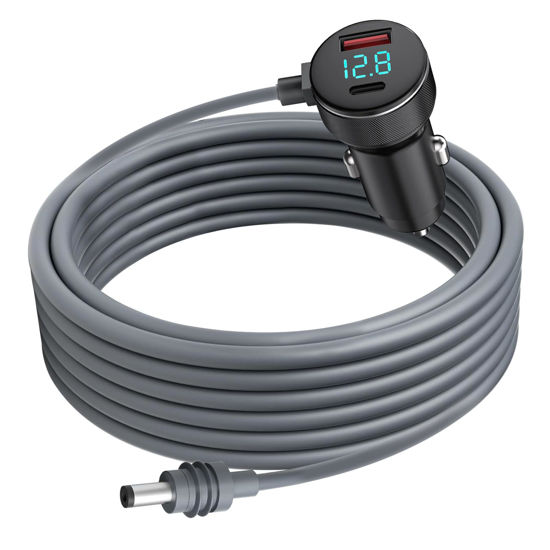 Picture of for Starlink Mini DC Power Cable: Waterproof Car Charger for Starlink with Cigarette Lighter Adapter, USB & Type-C Ports, Voltmeter, Digital Display, 18AWG WireDC Power Cable for Starlink Mini (16FT)