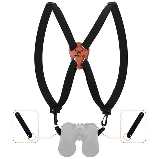 Picture of MOXULE Binocular Harness Strap X-Shaped - Adjustable Bino Chest Straps for All Binoculars Hunting,Hiking and Birding - Black
