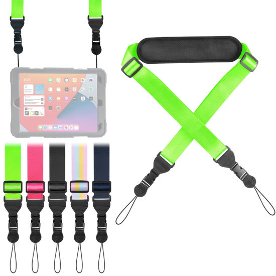 Picture of FIEIL Universal Shoulder Strap, Neoprene Padded Bag Strap with Double Adjustable Buckles, Comfortable Neck Lanyard for Camera, Cellphone Tablet,iPad, Laptop, Binocular, Luggage Bag(Fluorescent Green)