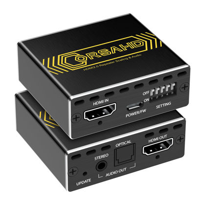 Picture of 4K@60Hz HDMI 2.0 Audio Extractor Audio Converter,HDMI to HDMI,SPDIF Optical 7.1/5.1CH,Stereo 3.5mm,Supports Scaler,CEC,Dolby Digital Audio De-embed,HDCP 2.2/2.3 Bypass,for PS5,Xbox