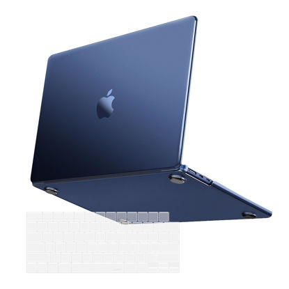 Picture of MOSISO Compatible with MacBook Air 13 inch Case 2025 2024 2023 2022 M3 A3113 M2 A2681, Ultra-Thin Slim Natural Original Color Hard Shell&Keyboard Skin for MacBook Air 13.6 inch Case, Midnight Blue