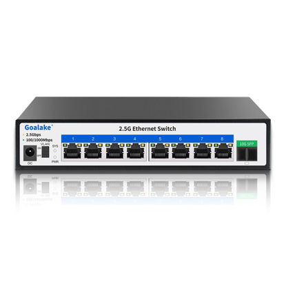 Picture of Goalake 8-Port 2.5G Gigabit Ethernet Switch, 8X 2.5G RJ45 Ports and 1x 10G SFP Port, 60Gbps Switching Capacity, Ideal for 2.5G NAS, 4K Video, Gaming PC, 2.5G Server, 2.5G WiFi 6 AP, 2.5G PCIe Adapter
