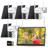 Picture of ZHXINSD Solar Security Camera System, Wireless Outdoor with 10" LCD Monitor, 4PCS 4K 4MP Solar Powered PTZ Camera with Solar Panel for Home Security, 10 CH Expandable, Color Night Vision, 2-Way Audio