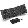 Picture of Foldable Keyboard and Mouse, EDJO Folding Wireless Keyboard Mouse Combo with Phone Holder, 2.4G Wireless and Bluetooth, USB-C Rechargeable Portable Combo for iOS Android Windows Mac OS