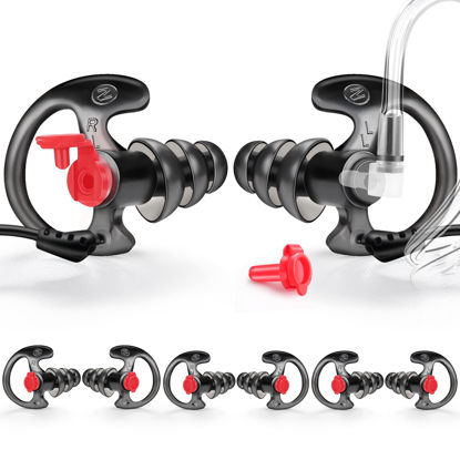 Picture of Zeadio Triple Flanged Earpiece, Comfortable Silicone Earmould Earbud Earplug - Large, Pair of 4, Black