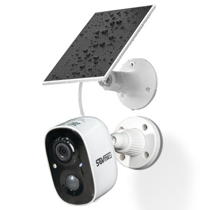 Picture of SOVMIKU CG6 Best Solar Security Camera Wireless Outdoor, Battery Powered Cam, Easy to Setup,PIR Motion Detection, Two Way Audio, Audible Flashlight Siren,2.4GHz Wi-Fi, Color Night Vision, SD Slot