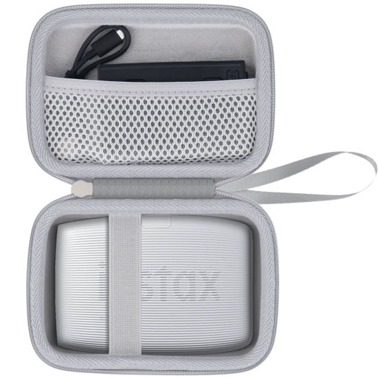 Picture of co2CREA Hard Travel Case Replacement for Fujifilm Instax Mini Link 3 2 1 Smartphone Printer (Ash White Case + Inside White)