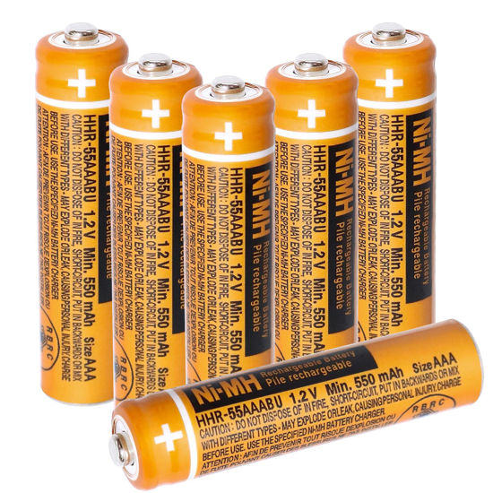 Picture of EOCIK 6 Pack HHR-55AAABU NI-MH AAA Rechargeable Battery 1.2V for Panasonic 550mAh Battery for Cordless Phones