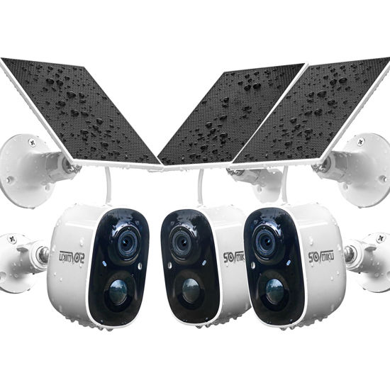 Picture of SOVMIKU 3CG6 2K Solar Security Camera Wireless Outdoor, PIR Motion Detection, Battery Powered, Easy to Setup,Two Way Audio,Audible Flashlight Siren,2.4GHz Wi-Fi,Color Night Vision,SD Slot,Vicohome