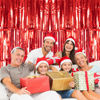 Picture of 2 Pack Red Metallic Tinsel Foil Fringe Curtain, 3.2Ft x 8.2Ft Tinsel Curtain Party Photo Backdrop Streamers for Door Wall Window Curtains Background Birthday Christmas Valentines Day Decorations