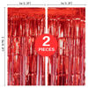 Picture of 2 Pack Red Metallic Tinsel Foil Fringe Curtain, 3.2Ft x 8.2Ft Tinsel Curtain Party Photo Backdrop Streamers for Door Wall Window Curtains Background Birthday Christmas Valentines Day Decorations