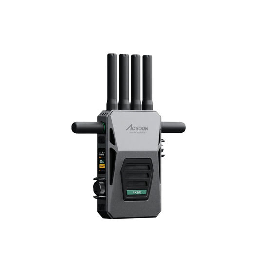 Picture of ACCSOON CineView Master 4k Wireless Video Transmission System Transmitter&Receiver 2.4+5Ghz+6GHz Tri-Band Transmission 604k 25 ms Latency 8202ft Range 1 Wired + 4 Wireless Connections（only Receiver）