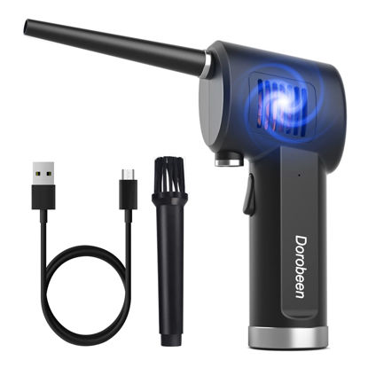 Picture of DOROBEEN Compressed Air Duster, Cordless Portable Rechargeable Compressed air, 33000 RPM Electric Air Duster for Computer Keyboard Electronics Cleaning, Built-in Battery Electronic Blower (Black)